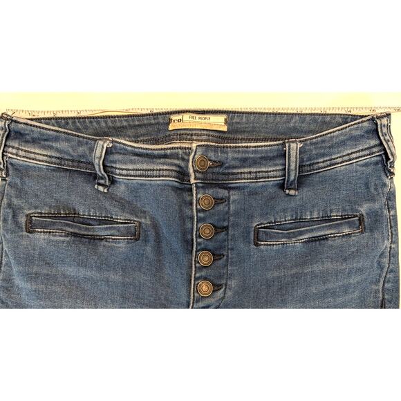 Free People Jeans Size 29 Flare Bell Bottom Button Fly High Rise Hippie Boho - Picture 7 of 11